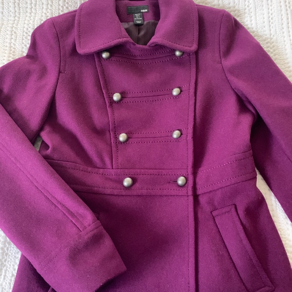 Plum Double Breasted Wool Coat